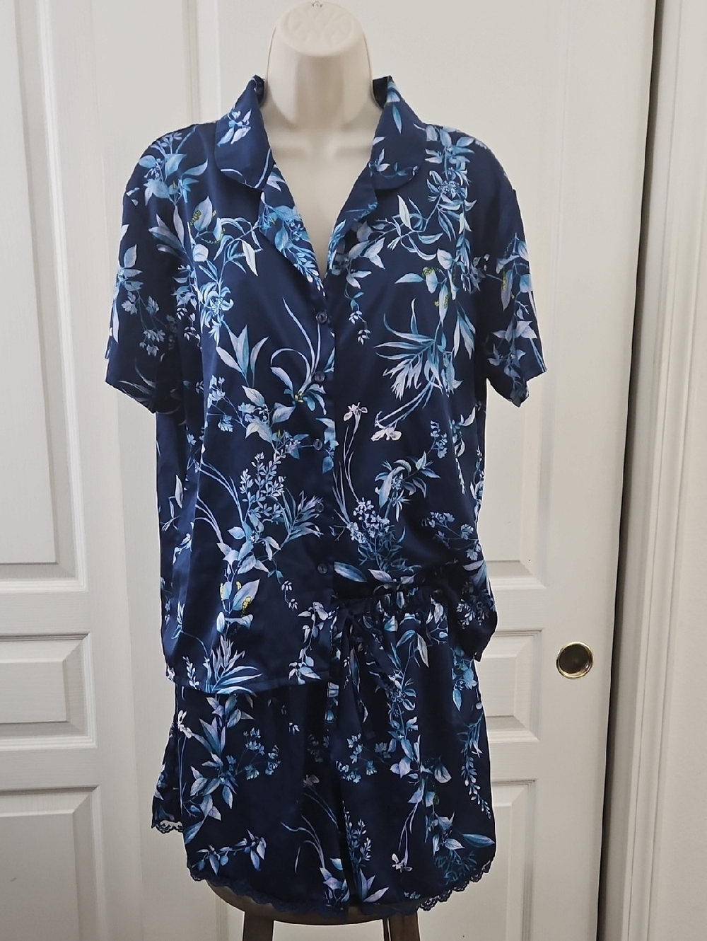 Flora By Flora Nikrooz | Navy and Light Blue Floral Sleep Short Set.